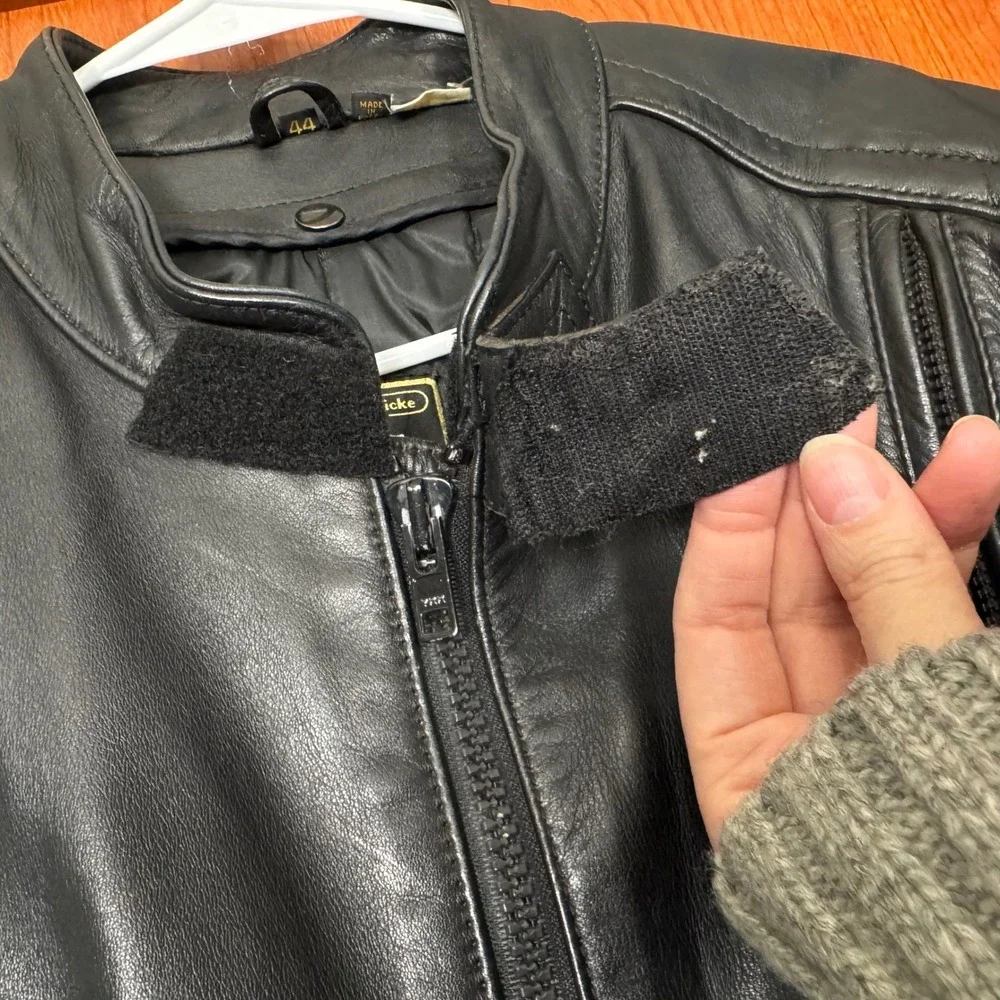 Hein Gericke Echt Leder VTG Black Leather Motorcycle Jacket 44 Lined Vented Pads